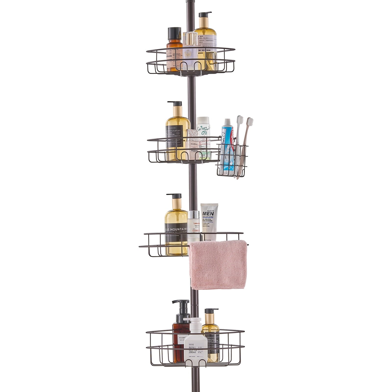 Shower Caddy, Adjustable 56" to 114", Versatile Shower with Durable Tray, Resistant to Rust, Simple Installation, Sui...