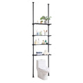 KFFKFF Over The Toilet Storage Shelf,4-Level Adjustable Bathroom Shelf, Eco-friendly Steel, 53"-132" Height, Simple to Assemble, Space-Effic