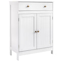 Bathroom Floor Cabinet, Freestanding Storage Cupboard w/ Drawer and 2 Doors, White