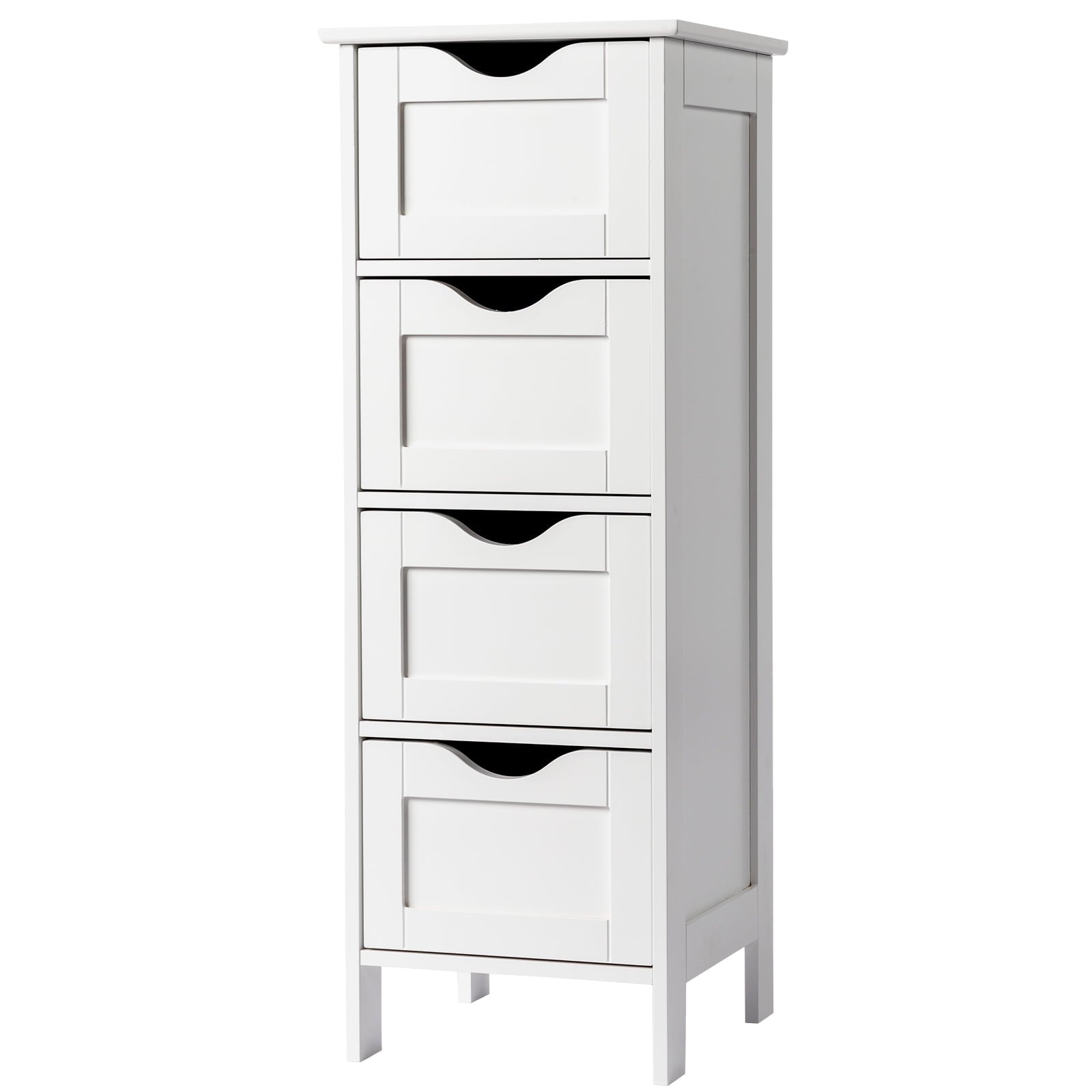 Bathroom Floor Storage Cabinet with 4 Drawers, Small Cabinet for Bedroom Kitchen, White