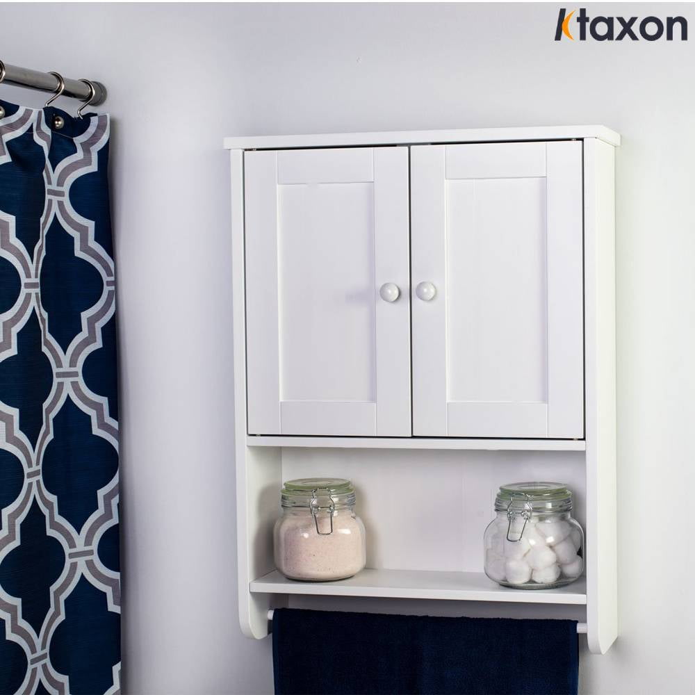 Bathroom Wall Cabinet, Wall Mounted Over the Toilet Storage Cabinet Organizer with Double Doors, 1 Adjustable Shelf, ...