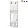 the Toilet Storage, Bathroom Storage Cabinet Organizer with Adjustable Shelf Double Doors, White