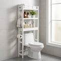LEDREM Over The Toilet Storage Shelf, 3-Tier Bathroom Organizer Adjustable Saver Space Rack with Toilet Paper Holder,Cloud White
