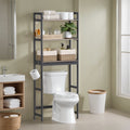 3-Tier Storage Organizer with Adjustable Shelves & Hooks, Bamboo Bathroom Shelving Unit, Heather Greige and Ink Black