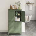 Bathroom Floor Storage Cabinet, Freestanding Cabinet with 2 Doors 2 Drawers, for Kitchen Living Room Small Spaces,Green