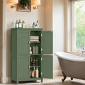 LEDREM Bathroom Storage Floor Cabinet Organizer with 4 Doors & Adjustable Shelves, 43" Wooden Pantry Cabinet Freestanding for Kitchen Living