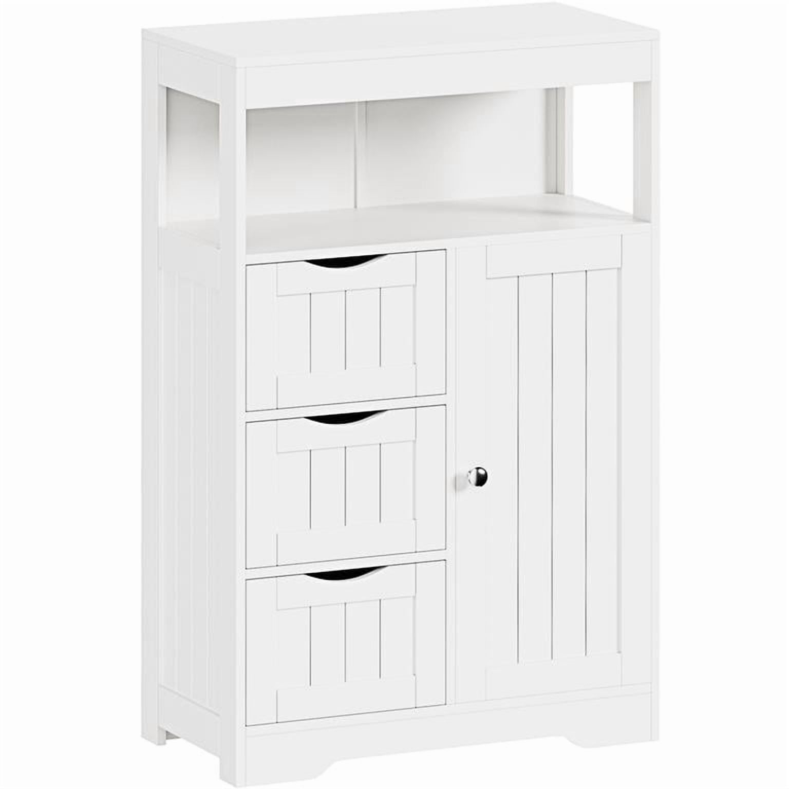 Lacoo Bathroom Cabinet Wooden Storage Organizer with 1 Door, 3 Drawers & Adjustable Shelf Storage Cabinet for Kitchen Living Room Bathroom,
