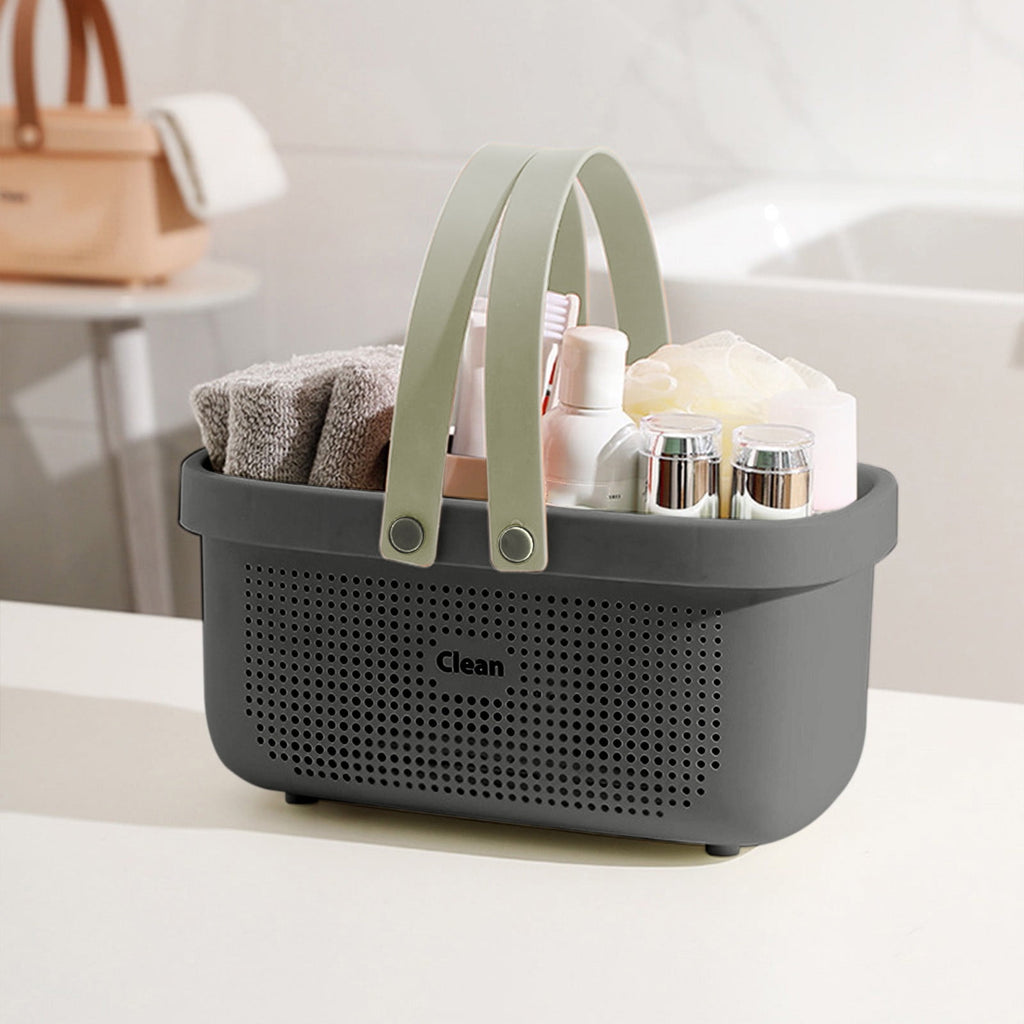 Large Capacity Bath Shower Basket Portable Storage Puff Shower Caddy Storage Basket Gray Safe&Non-toxic 3.2x3.2 Inch