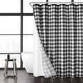 14-Piece Plaid Faux Linen Shower Curtain Set with Hooks & Liner Rustic Cabin Bathroom Decor, 72" x 70