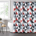 Mainstays 14-Piece Red & Black Geometric Shower Curtain Set  72" x 72" Fabric Curtain, PEVA Liner & Hooks, Bold Modern Bathroom Dcor