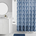 Mainstays 16-Piece Blue Ikat Shower Curtain Bathroom Set  Fabric Curtain with Rug, Hooks, Soap Dispenser & Tray