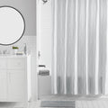 16-Piece Grey Diamond Geo Shower Curtain Bathroom Set Fabric Curtain with Rug, Hooks, Soap Dispenser & Tray