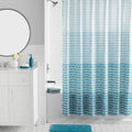 Mainstays 16-Piece Ombre Stripe Shower Curtain Bathroom Set  Blue Fabric Curtain with Rug, Hooks, Soap Dispenser & Tray