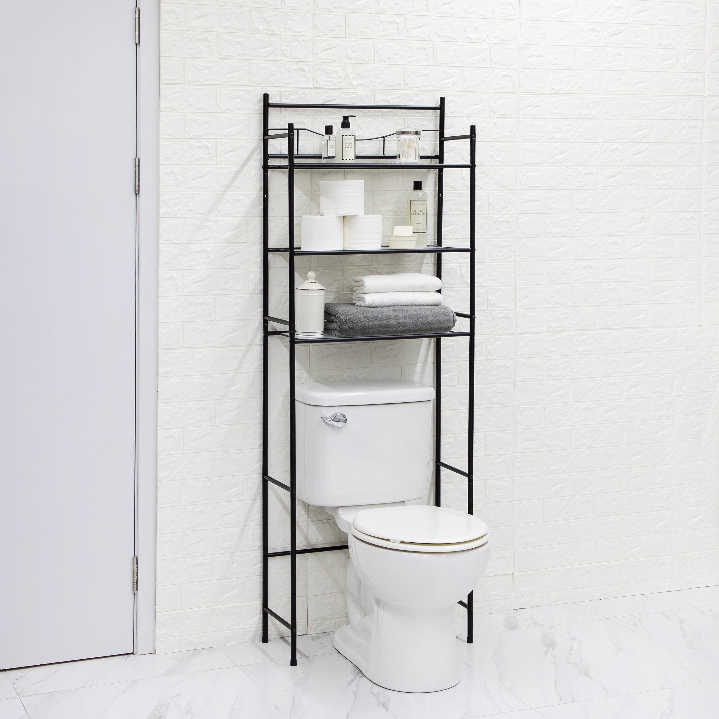 3-Shelf over-the-Toilet Bathroom Storage Unit Black Steel