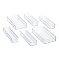 6-Piece Clear Plastic Drawer Storage Organizer Set, Kitchen, Desk and Bathroom Drawer Organizer Bins for Home Organiz...