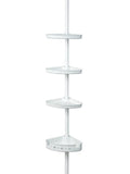 Mainstays Adjustable Tension Steel Shower Pole Caddy, 3 Shelves, White, 60" - 96"