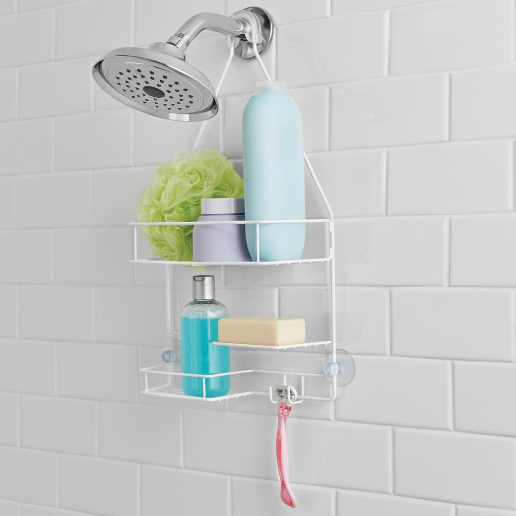 Shower Caddy with 2 Shelves and Soap Tray, White