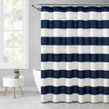 Blue Cabana Striped Printed 72" x 72" Ribbed Textured Shower Curtain, Polyester