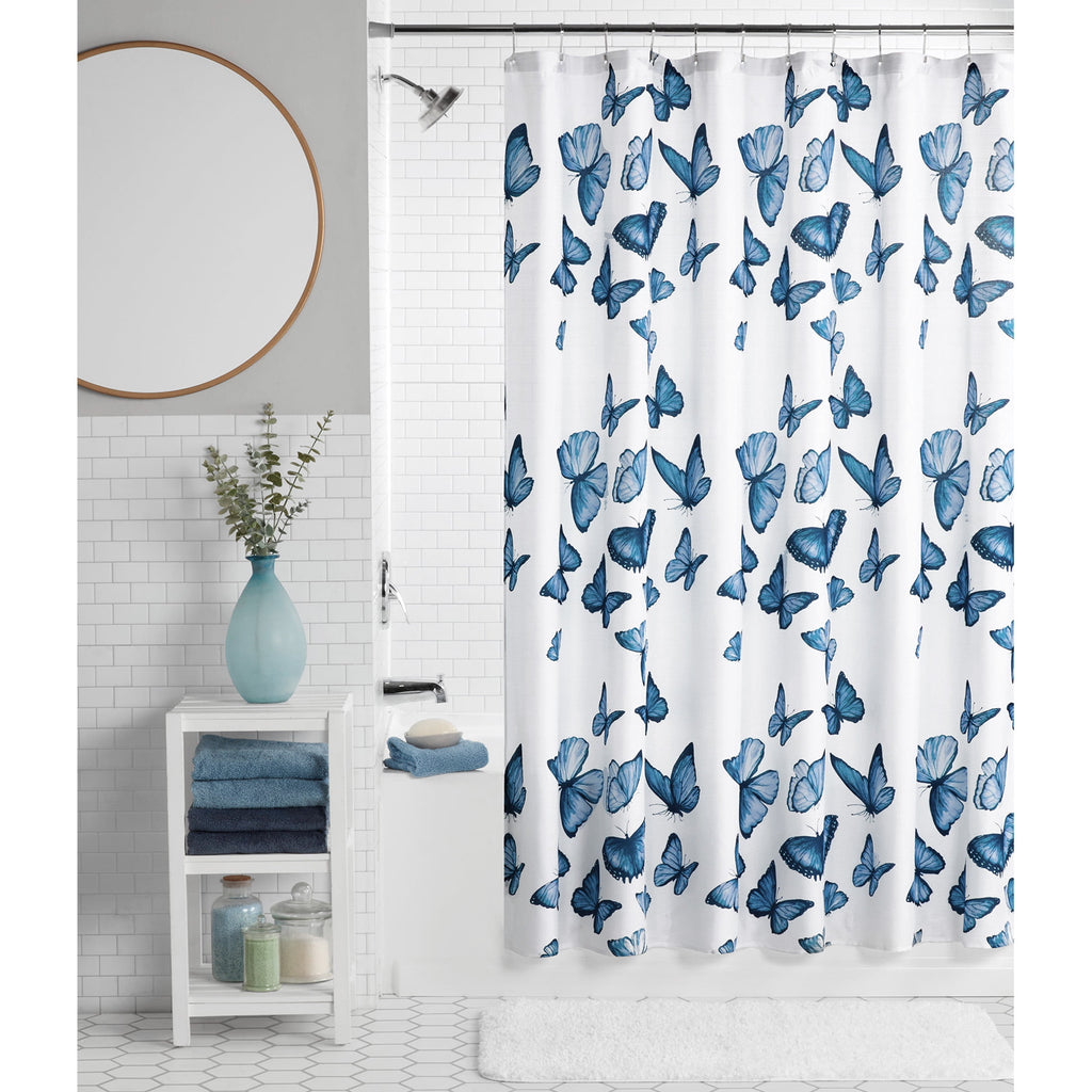 13 Piece Shower Curtain and Hook Set, 72 x 72, Blue