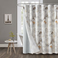 Mainstays Paris Eiffel Tower Geometric Shower Curtain Set with Hooks & Liner 14-Piece Contemporary Gray Bathroom Decor, 70" x 72", Machine W