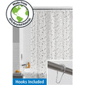 Waterproof Recycled Shower Curtain Set and Hooks, Black, White