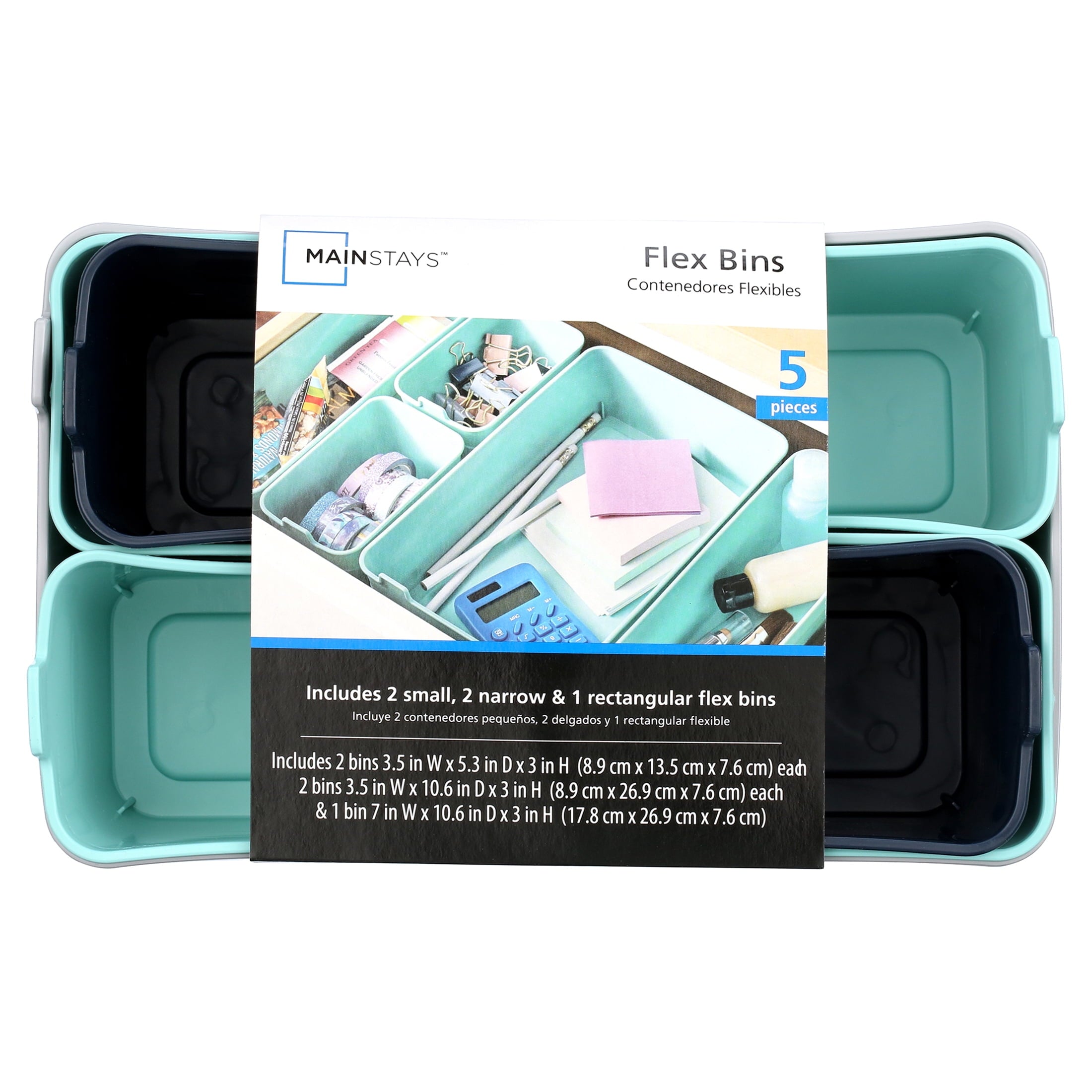 5-Piece Plastic Drawer Organizer Storage Bin Set, Kitchen Drawer, Desk Drawer and Bathroom Drawer Organizer Trays, As...