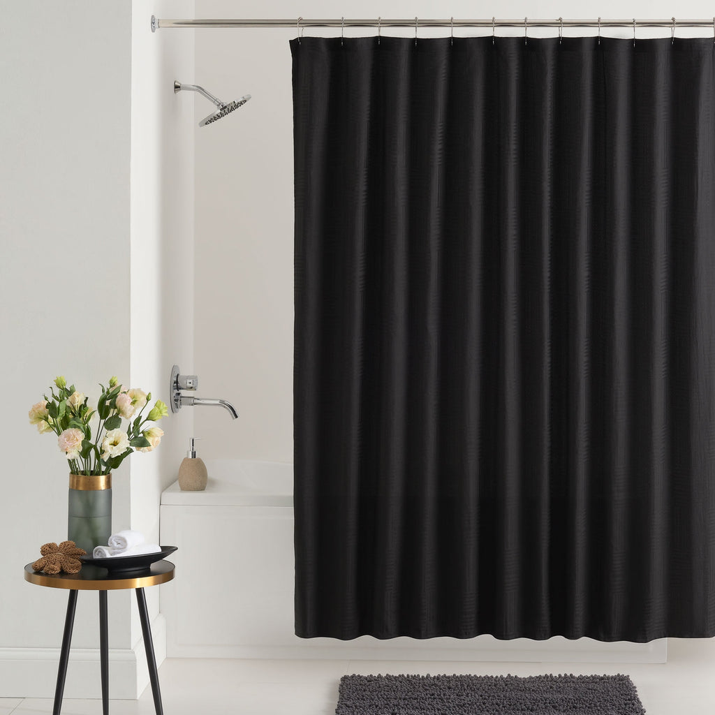 Black Mosaic Polyester Shower Curtain 72” x 72”