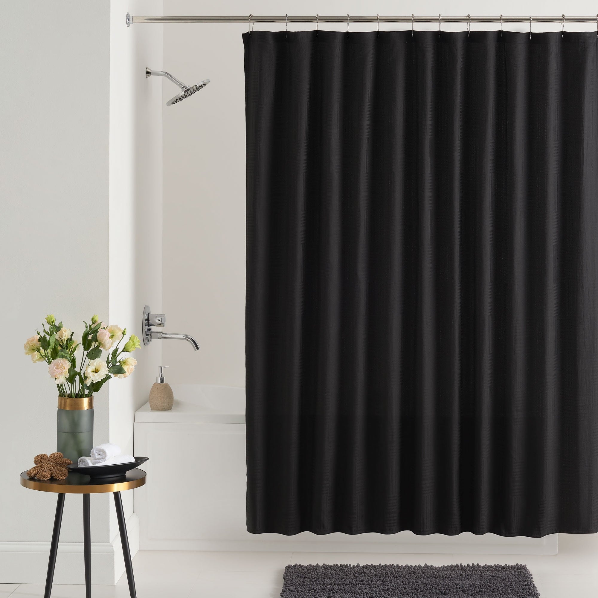 Black Mosaic Polyester Shower Curtain 72” x 72”