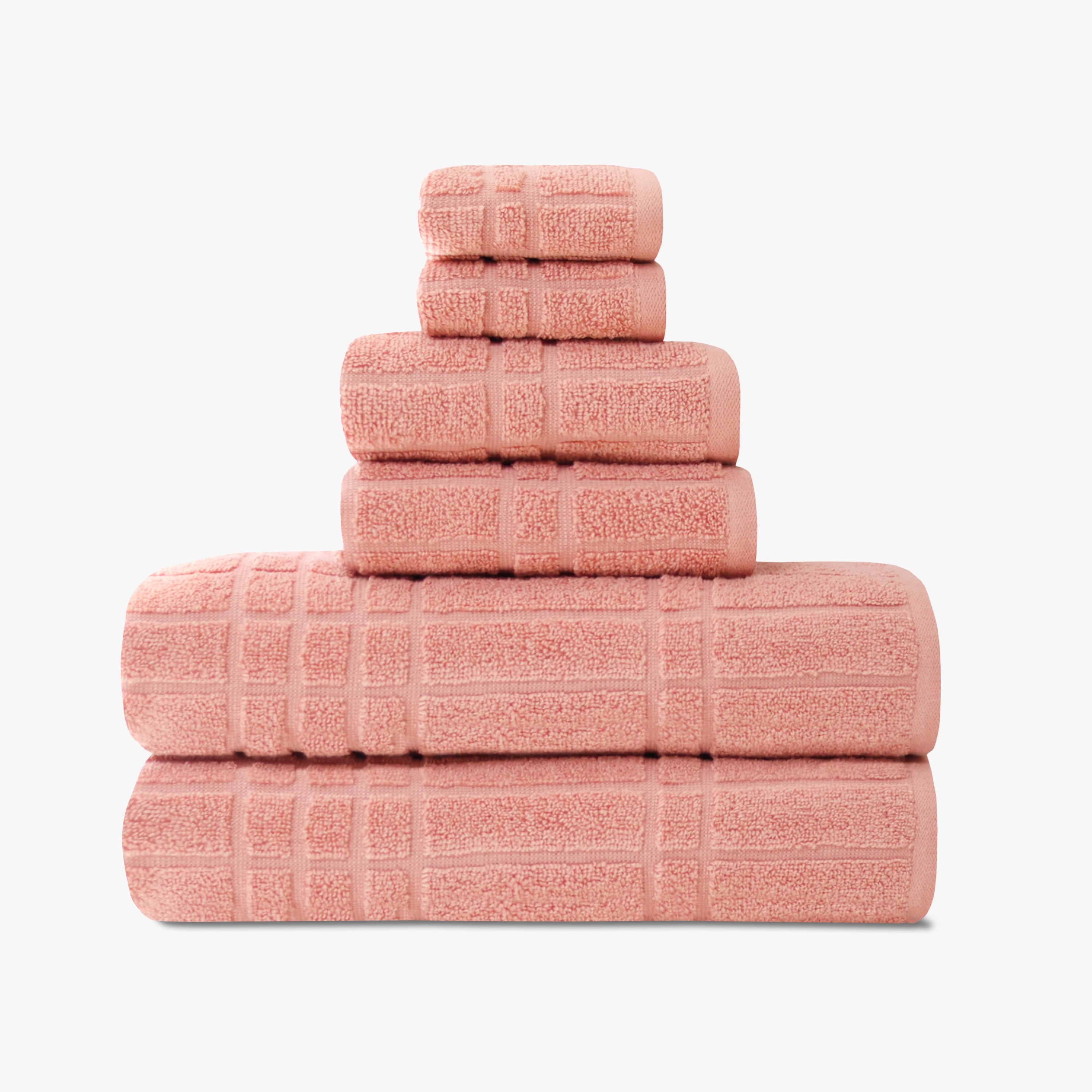 6-Piece Bath Towel Set, Super Soft Quick Dry Fade Resistant, Textured Teracotta