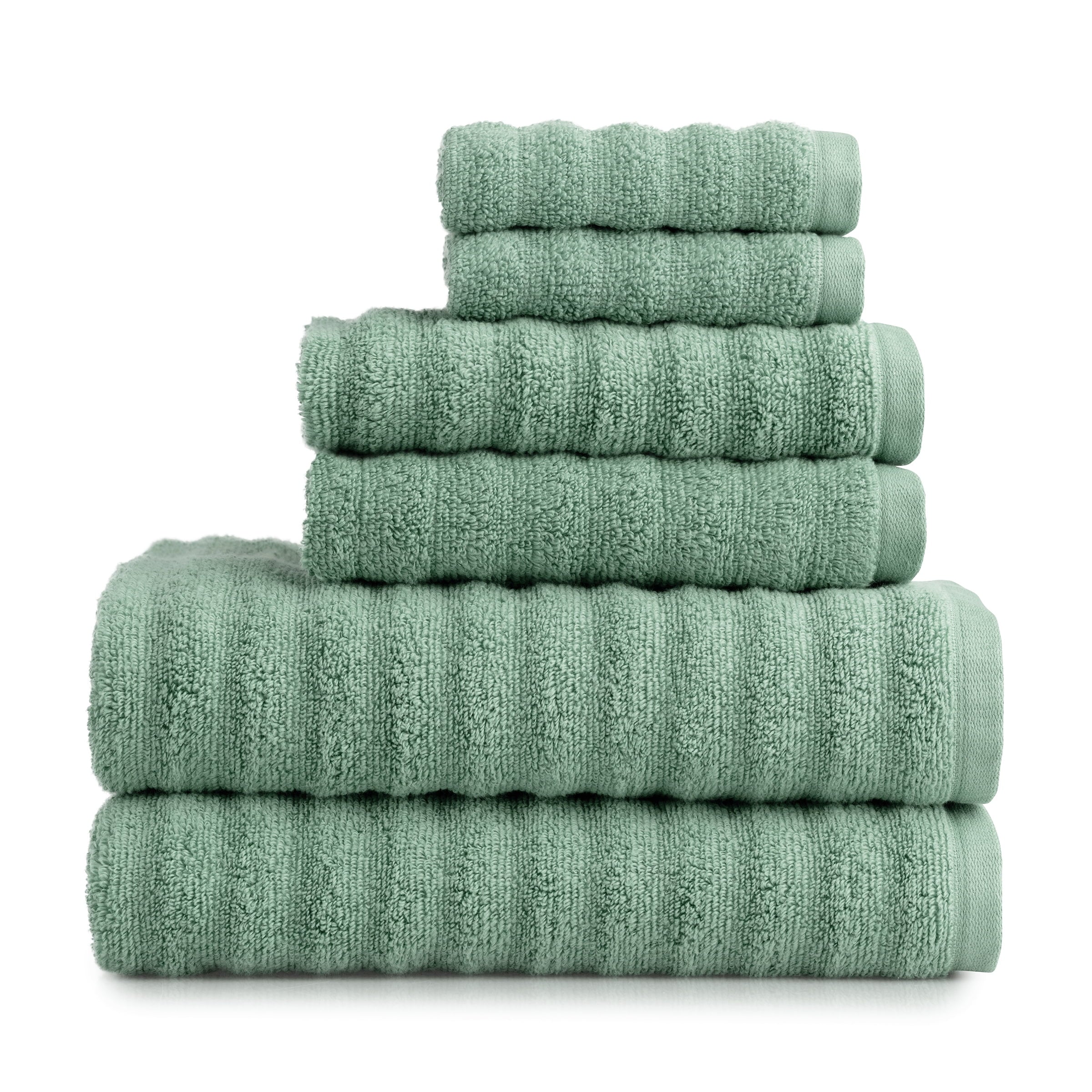 6-Piece Bath Towel Set, Super Soft Quick Dry Fade Resistant, Textured Green