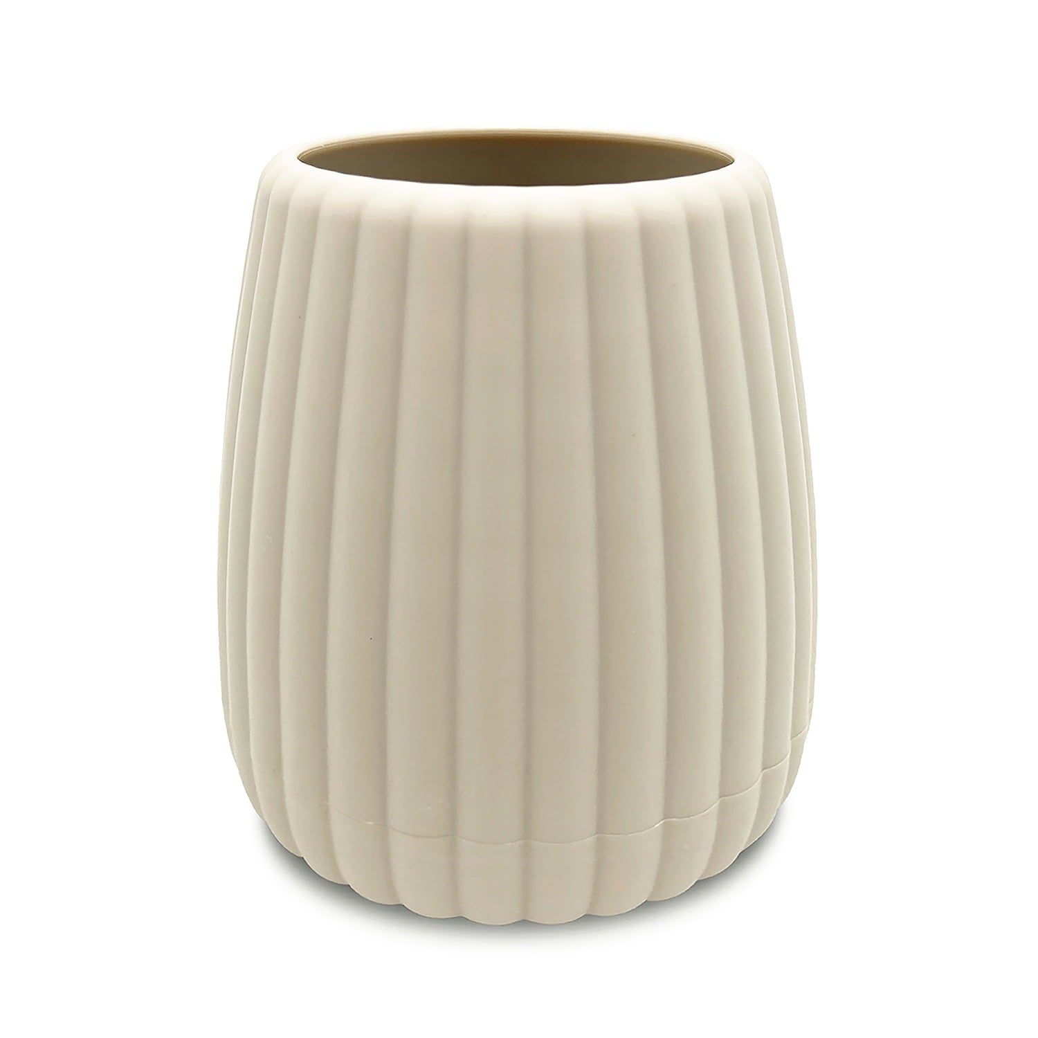 Mainstays Rubberized Plastic Ribbed Toothbrush Holder, Beige
