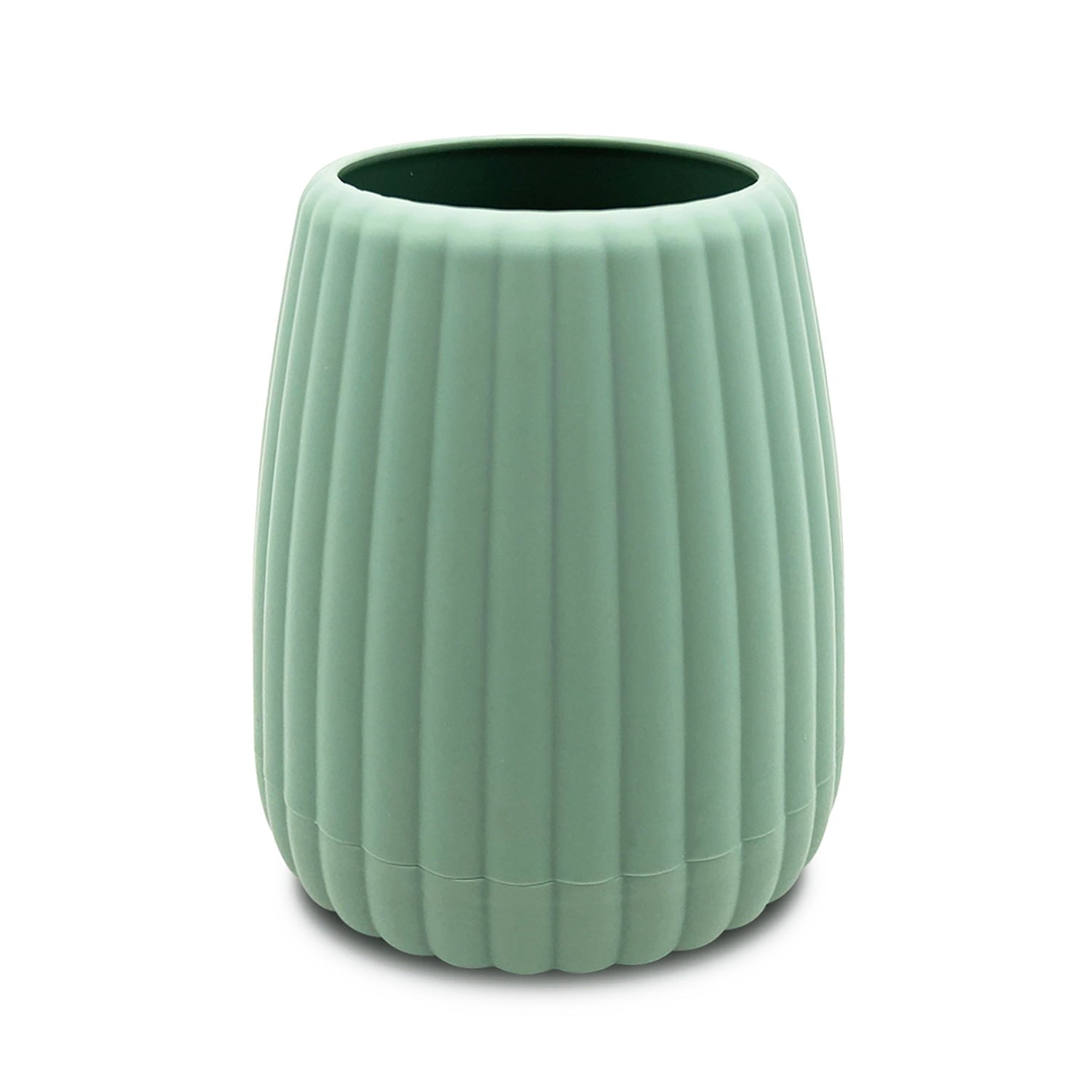 Mainstays Rubberized Plastic Ribbed Toothbrush Holder, Green