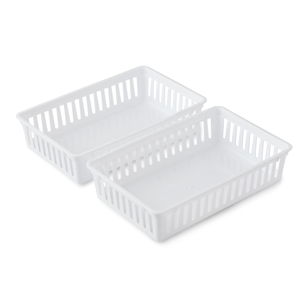 Mainstays 2-Pack Plastic Drawer Organizer Storage Bin Set, Mini Drawer Storage Containers for Kitchen Drawer, Desk Drawer and Bathroom Drawe