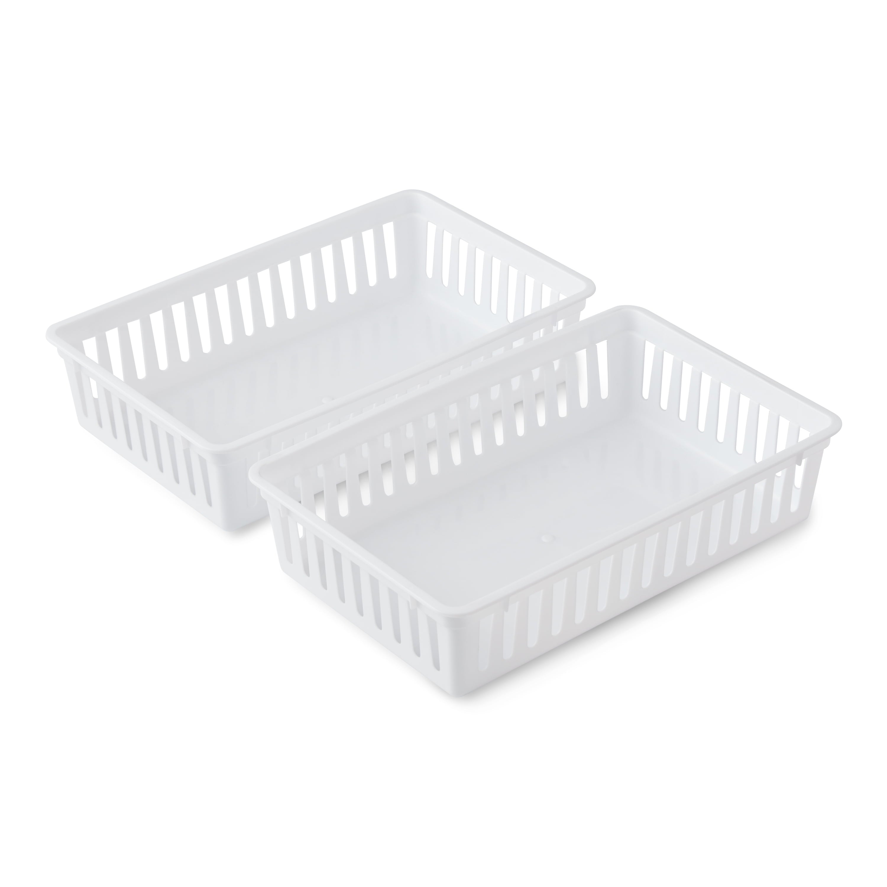 Mainstays 2-Pack Plastic Drawer Organizer Storage Bin Set, Mini Drawer Storage Containers for Kitchen Drawer, Desk Drawer and Bathroom Drawe