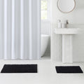 Black Chenille Polyester Bath Rug Set, 2-Piece