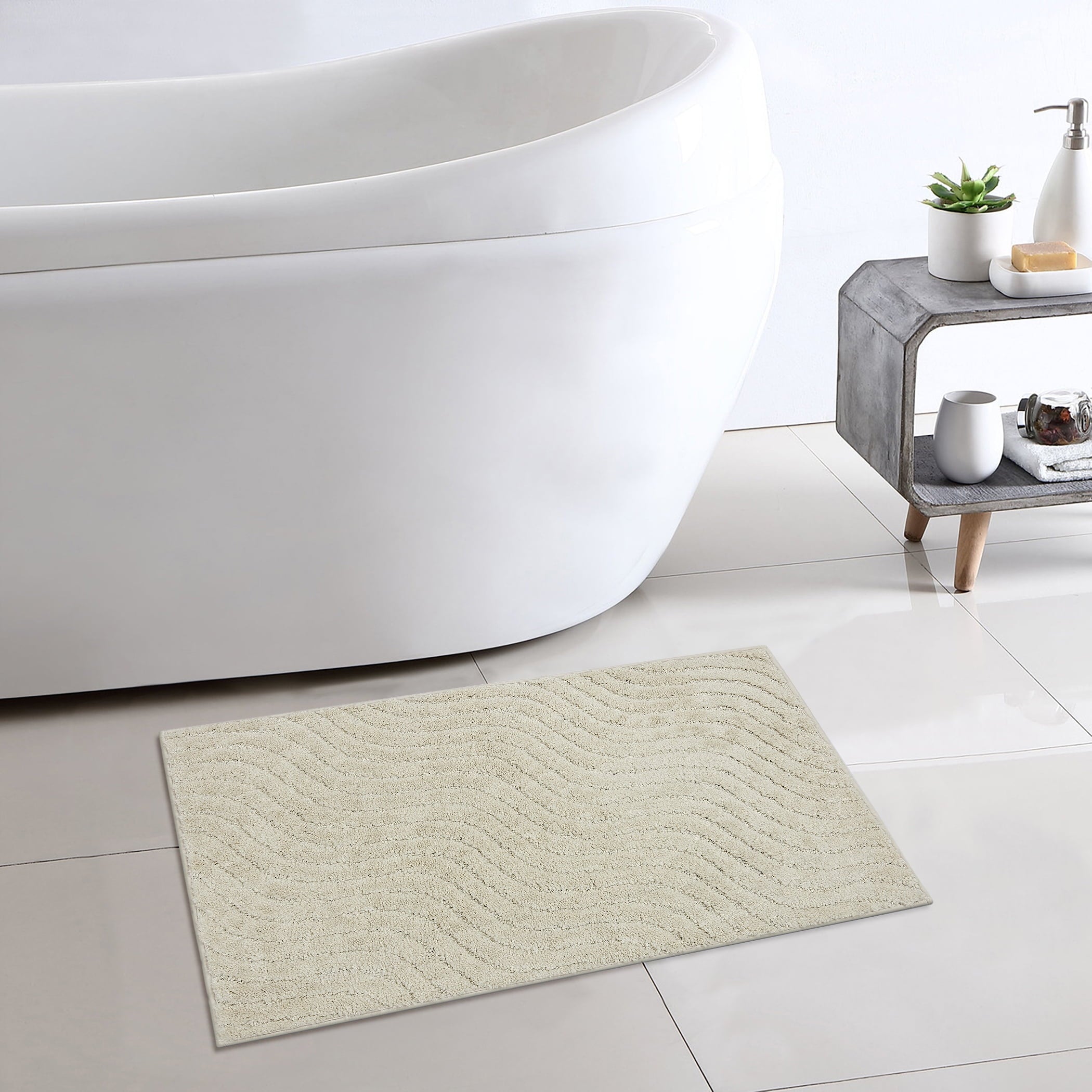 2 Piece Bath Rug Set, Papyrus Beige, 17" x 24" & 20" x 30"
