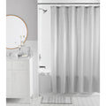 16-Piece Bathroom Shower Curtain Set – Soft Silver Fabric Curtain with Coordinated Bath Rug, Soap Pump & Tray
