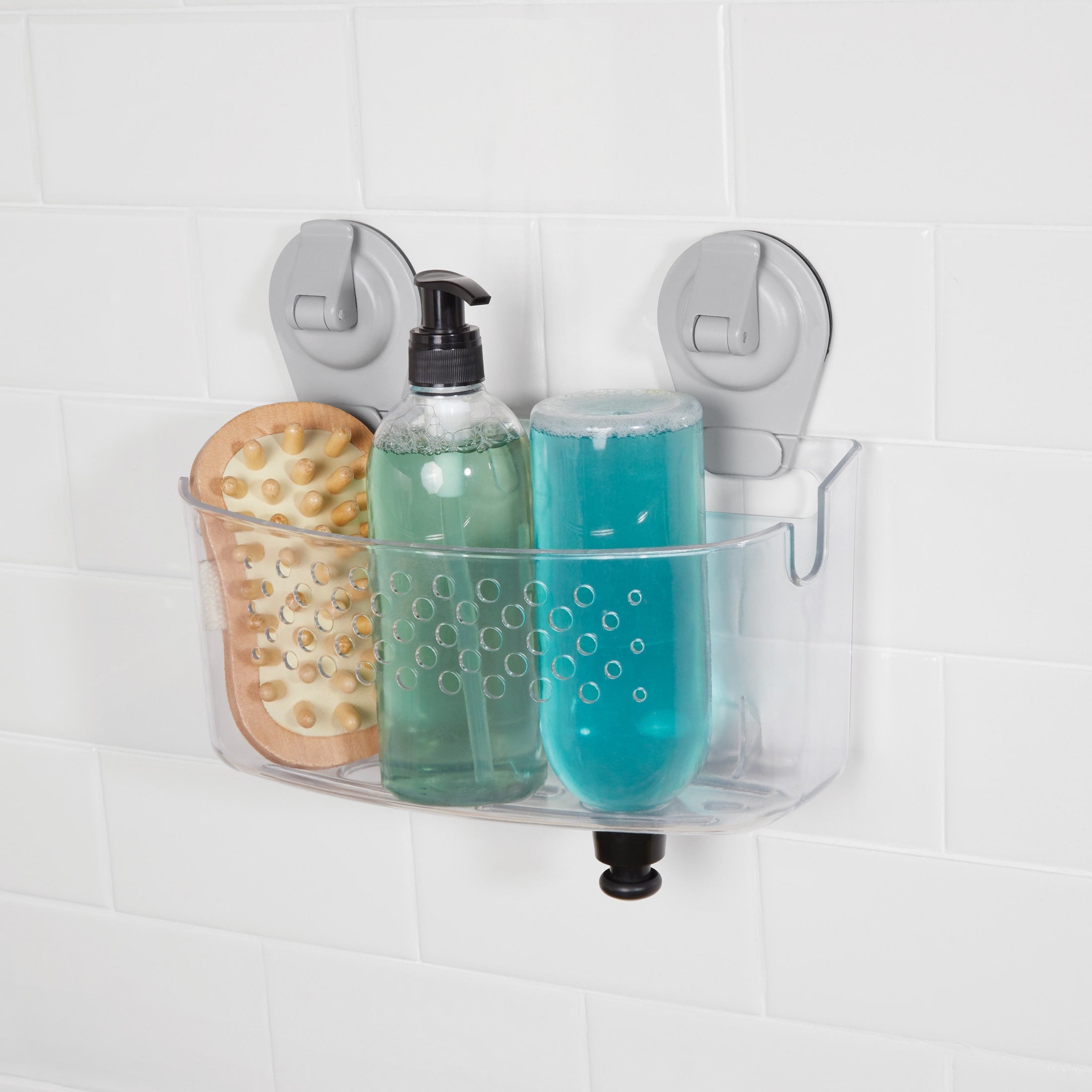 Clear Wall-Mounted Suction Bath Basket, Easy to Install, No Tools Needed