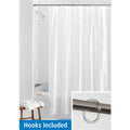 Mainstays Waterproof Oasis Striped PEVA Lightweight Shower Curtain and 12 Hooks, Frosted