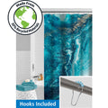 Marble 30% Recycled Shower Curtain Set & Hooks, 13-Piece, Blue