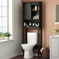 Over the Toilet Storage Cabinet, Bathroom Space Saver Organizer with Sliding Barn Door, Anti-Tipping Design, Waterproof, Adjustable Shelves