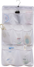 NOGIS 8 Pockets Mesh Shower Organizer Hanging Caddy with Rotating Hanger Quick Dry Bathroom Storage（1 Curtain Rings）