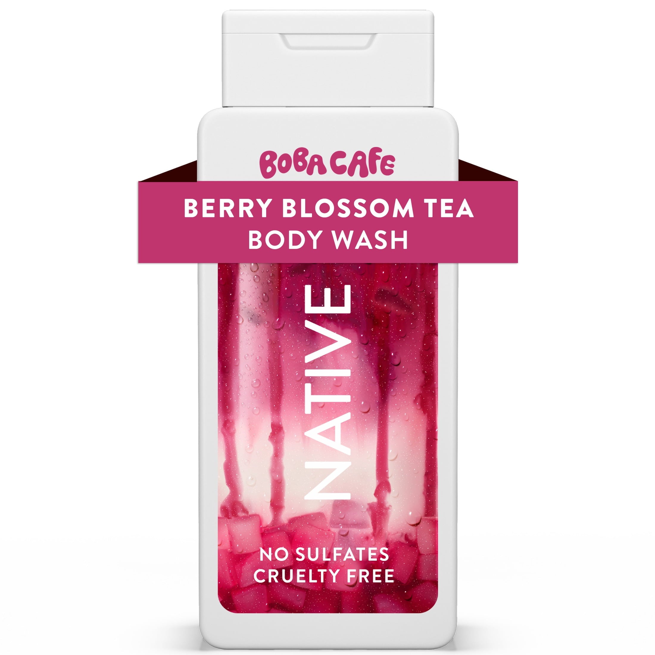 Limited Edition Berry Blossom Tea, Sulfate Free for Women & Men, Boba Café, 18 fl oz
