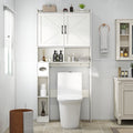 OMOCCUIT Over The Toilet Storage Cabinet with Toilet Paper Holder Stand, Farmhouse Storage Cabinet Over Toilet with Barn Door, Home Space-Sa