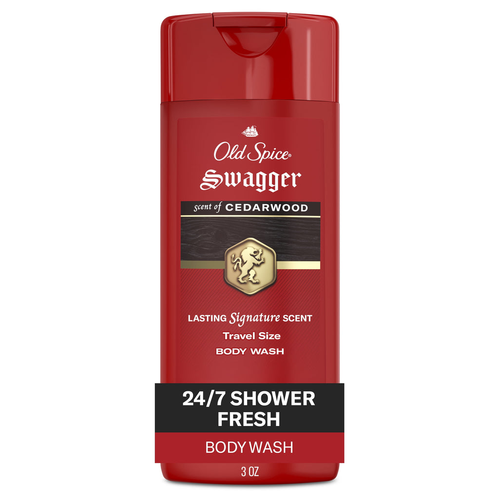 Red Zone Swagger Men's Body Wash, All Skin Types, Scent of Cedarwood, 3 fl oz