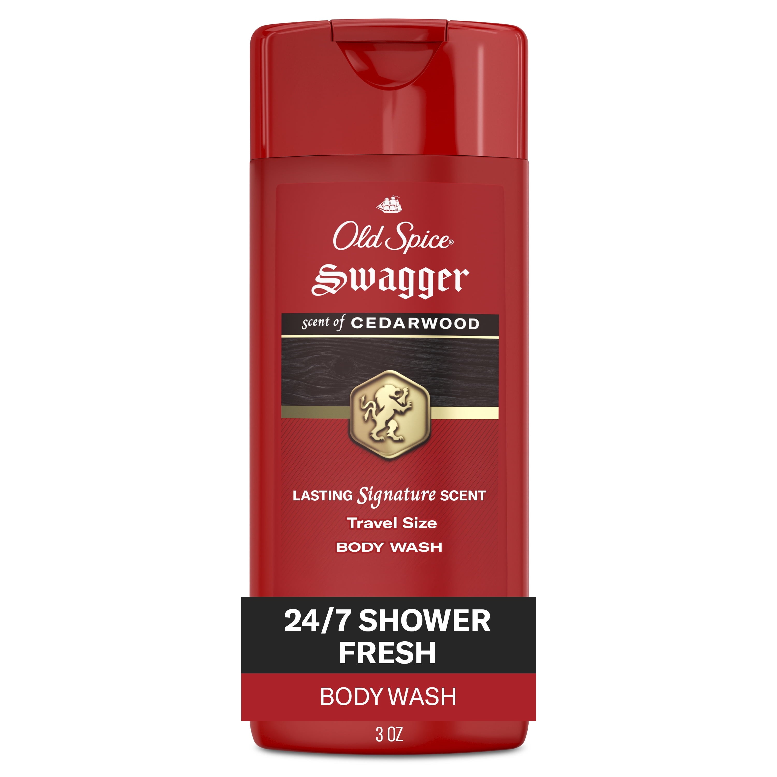 Red Zone Swagger Men's Body Wash, All Skin Types, Scent of Cedarwood, 3 fl oz