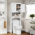 the Toilet Storage Cabinet - White Bathroom Shelf Organizer with Adjustable Shelf, Anti-Tip Device, Space-Saving Free...