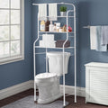 Over The Toilet Storage HONEIER  3 Tier Bathroom Shelf with Towels Hanging Rod, 62*24 inch Metal Bathroom Organizer Storage Rack, White