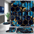 4Pcs Bathroom Sets with Shower Curtain and Rugs, Shower Curtain Set with Non-Slip Rugs,Toilet Lid Cover,Bath Mat and ...