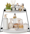 Puricon 2-Tier Wood Countertop Organizer Bathroom Sink Corner Shelf -White